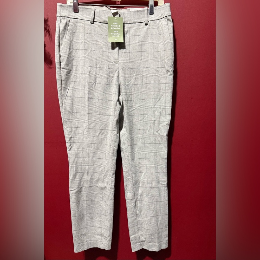 NWT H&M Women’s Gray Plaid Slacks, Size 12